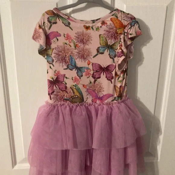 Posh Peanut Watercolor Butterfly Tulle Dress 5T-6T - Picture 3 of 4